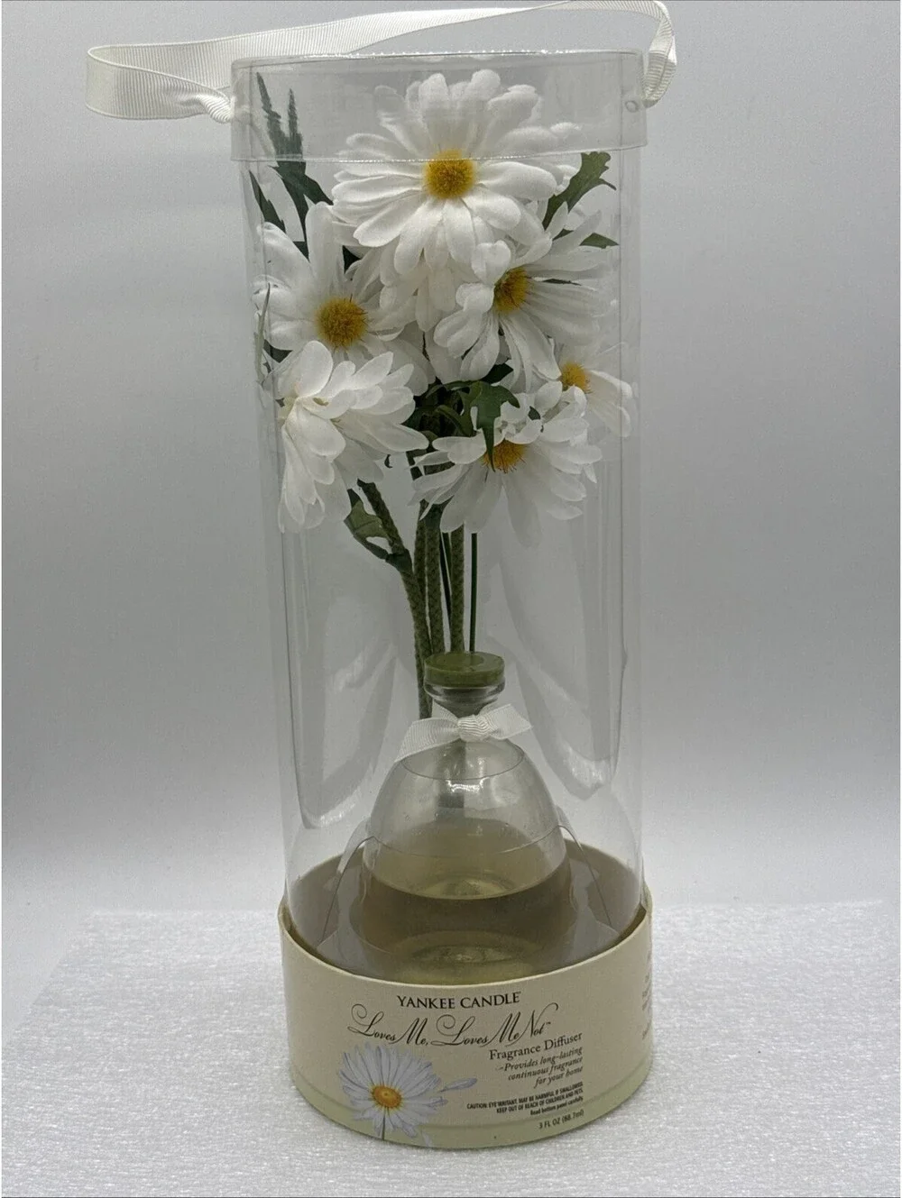 RARE Yankee Candle Loves Me, Loves Me Not Fragrance Diffuser Glass Vase Daisy